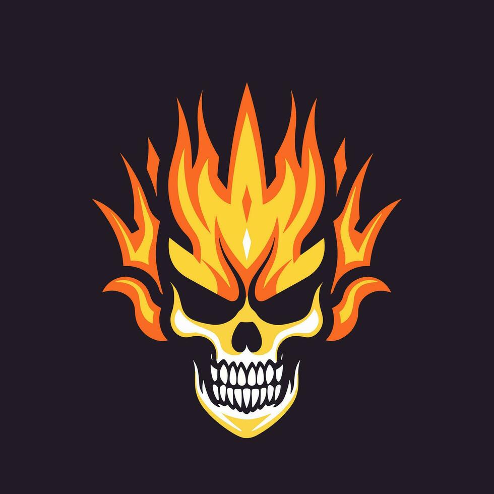 flaming skull vector clip art illustration radiating intense heat and an edgy vibe, perfect for rock bands and alternative themed designs