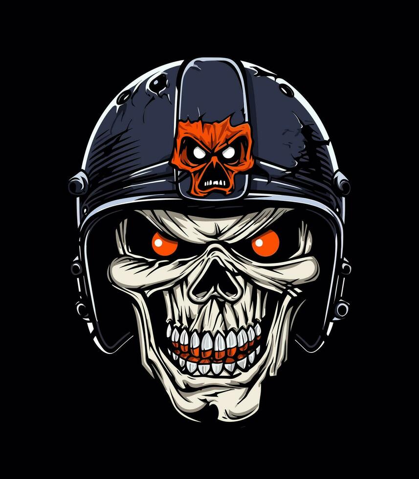 cráneo zombi vistiendo casco vector acortar Arte ilustración