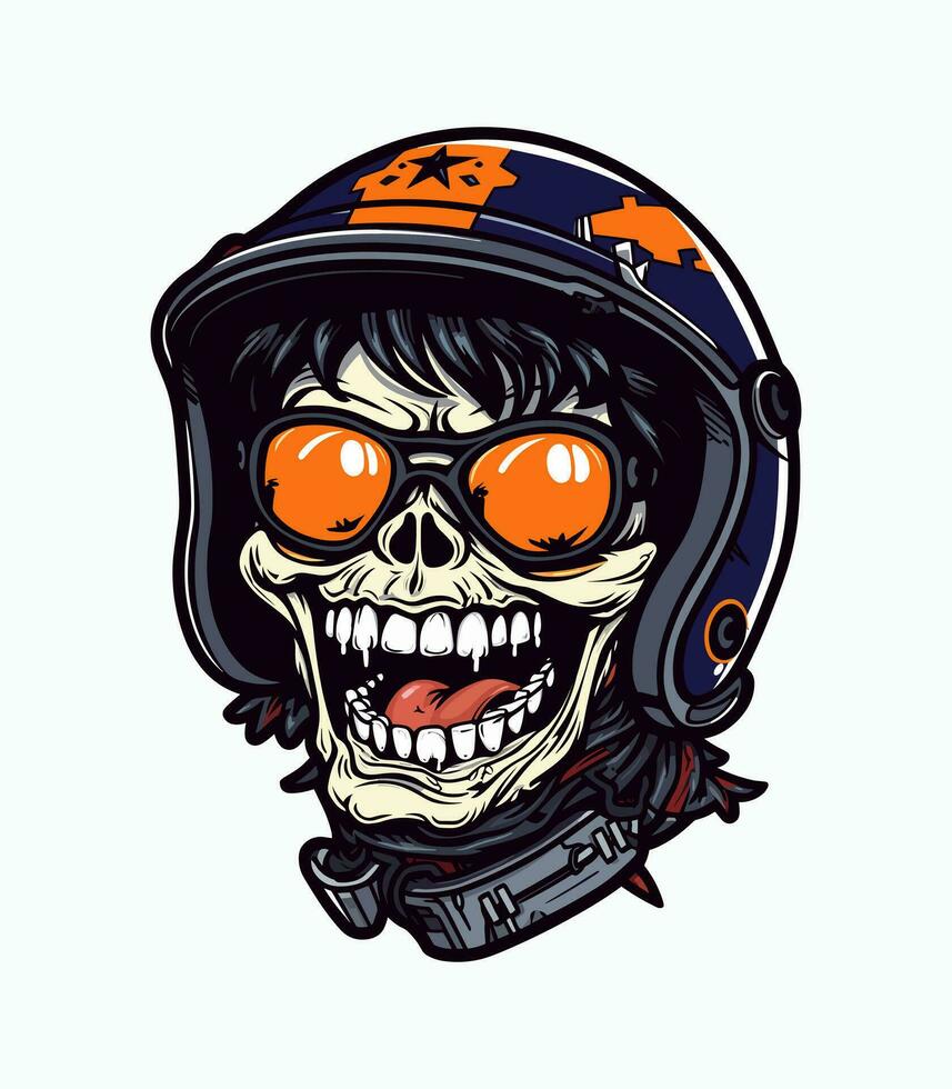 cráneo zombi vistiendo casco vector acortar Arte ilustración