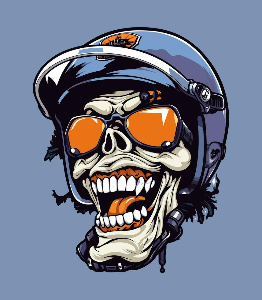 Skull zombie wearing helmet vector clip art illustration 25918635