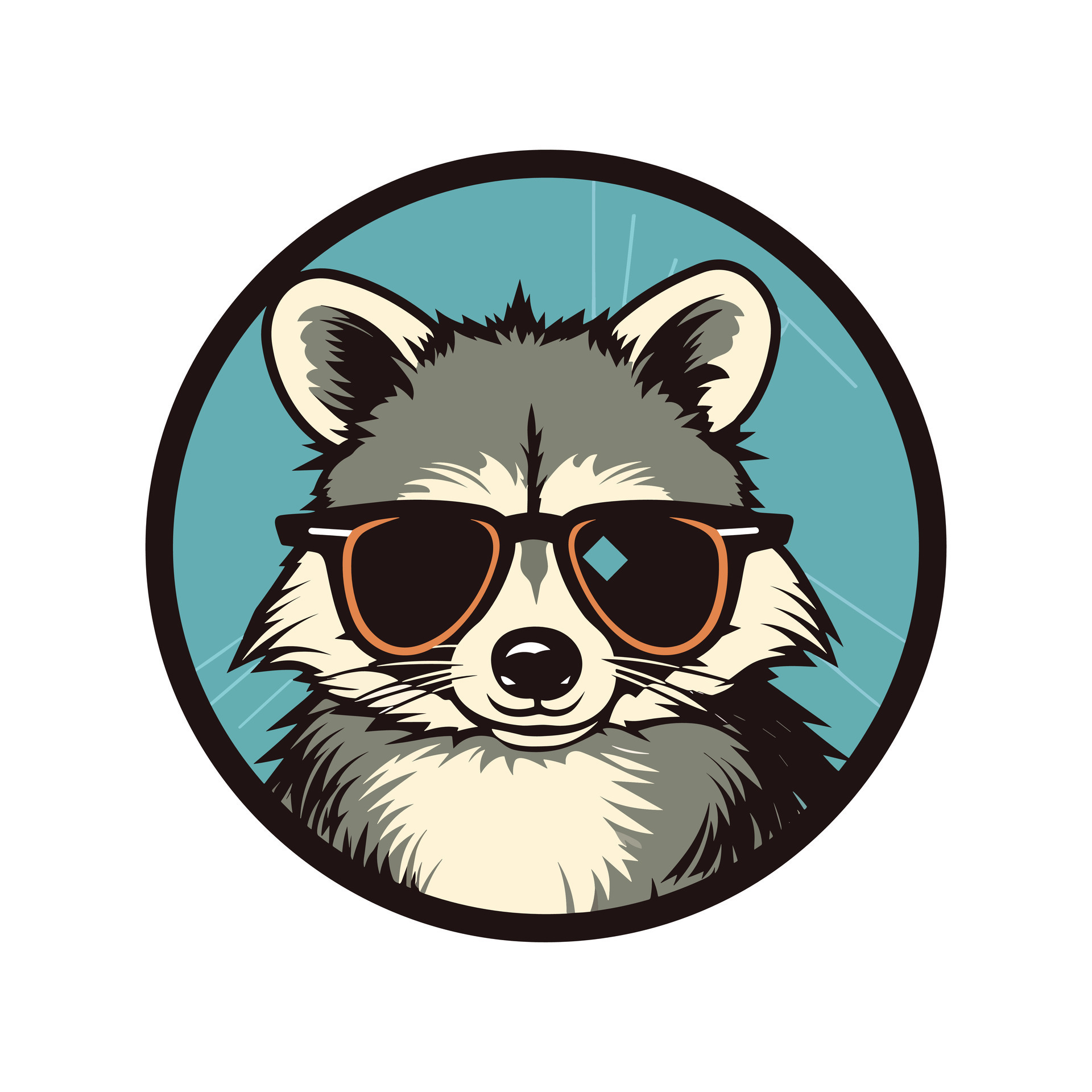 Head Of Racoon In Hipster Sunglasses Kawaii Animal Stock Illustration -  Download Image Now - iStock