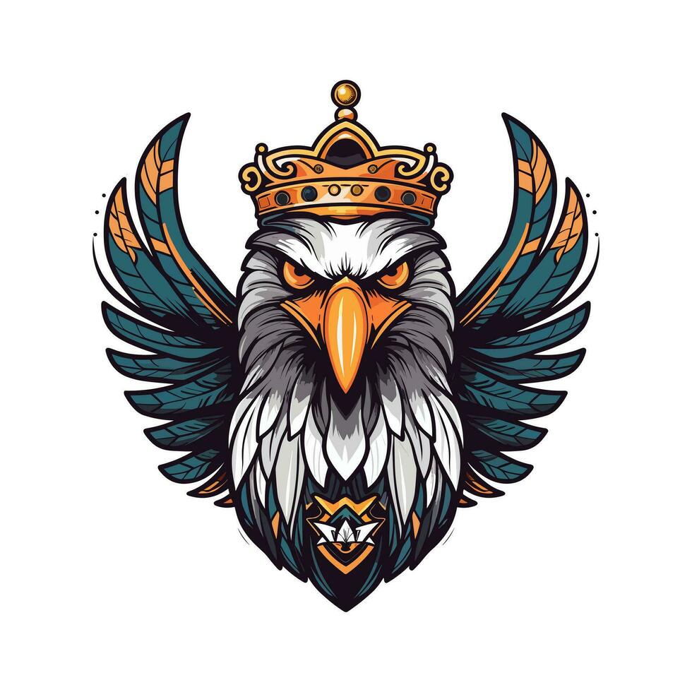 halcón águila vistiendo un corona logo vector acortar Arte ilustración