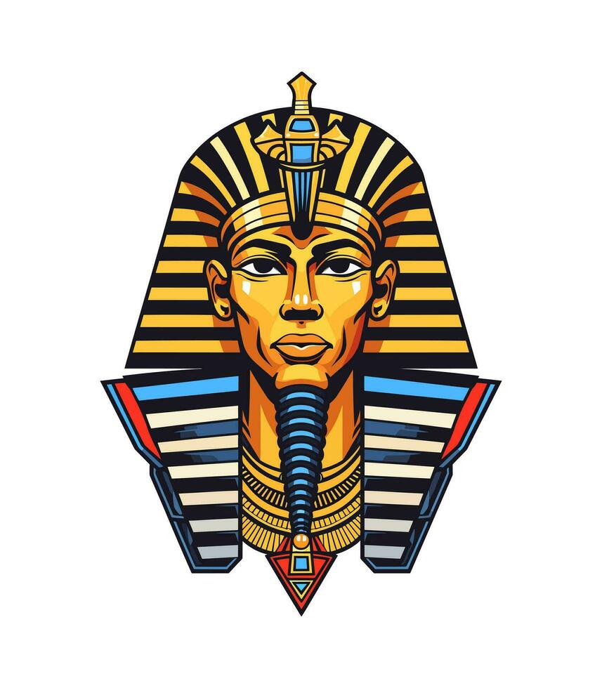 A majestic Egyptian golden pharaoh vector clip art illustration, embodying power and royalty, perfect for ancient Egypt inspired designs and historical projects