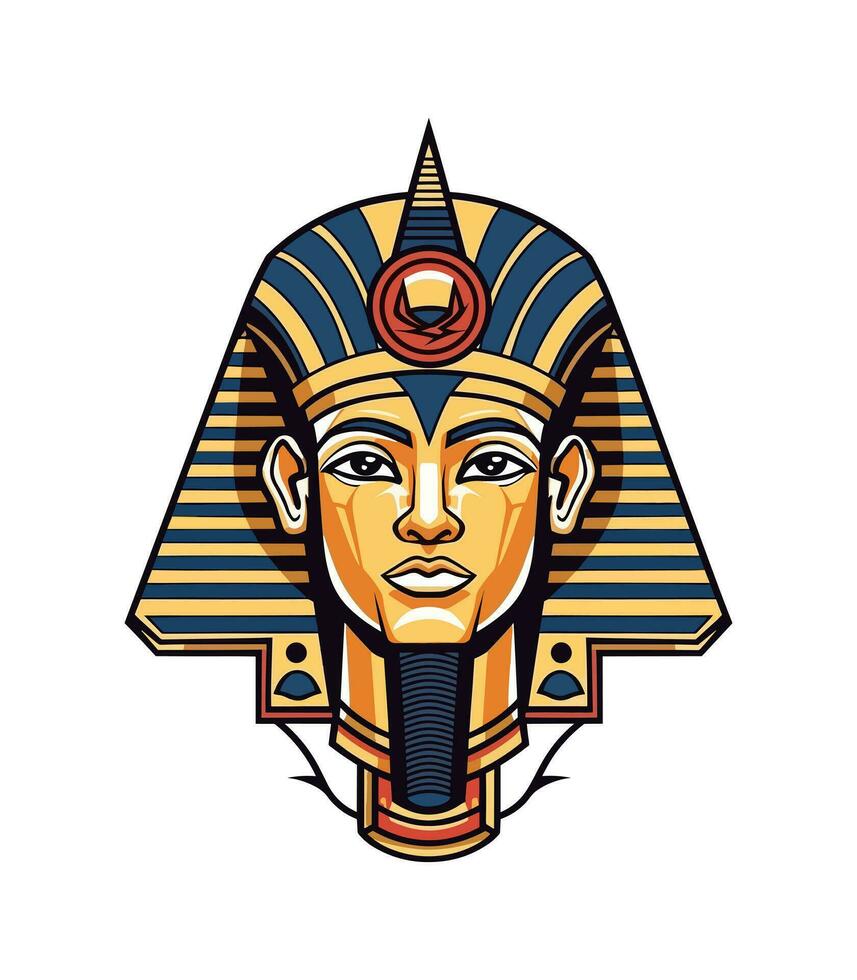 A majestic Egyptian golden pharaoh vector clip art illustration, embodying power and royalty, perfect for ancient Egypt inspired designs and historical projects