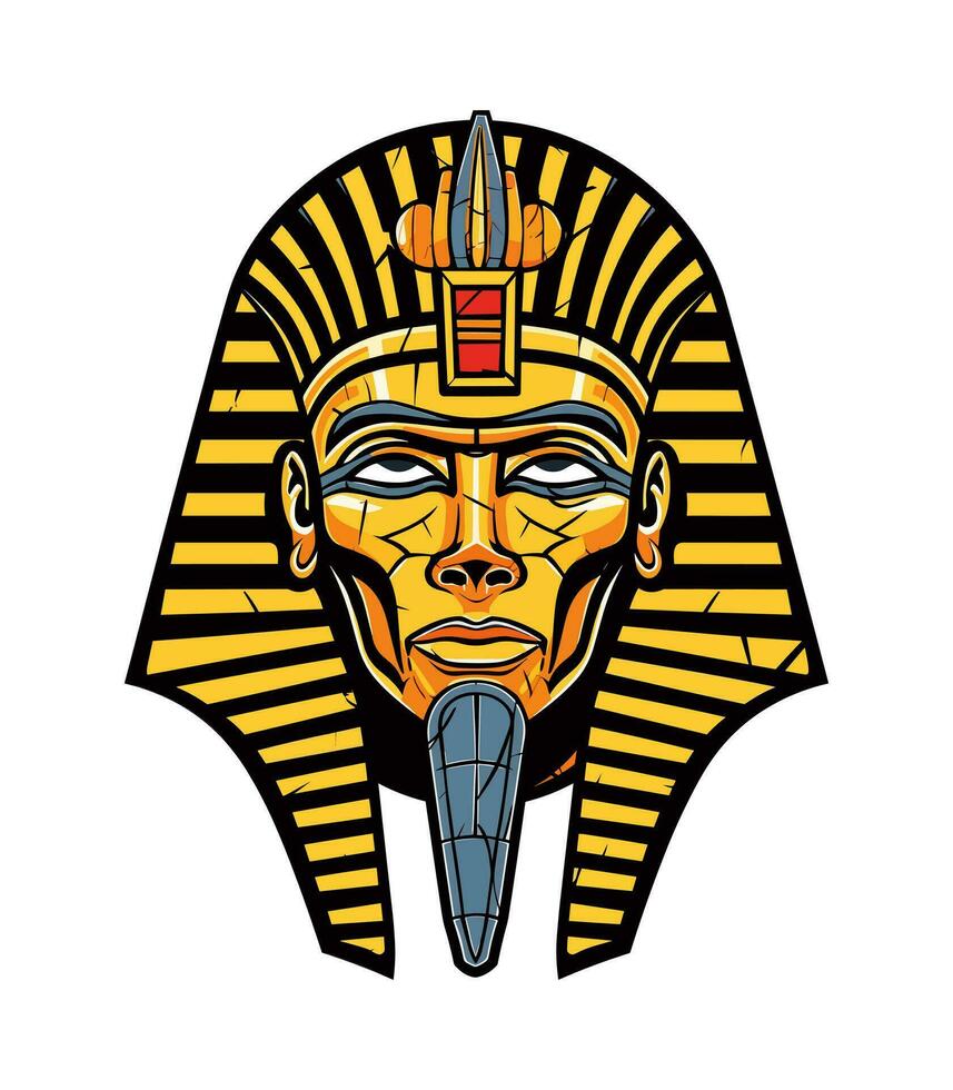 A majestic Egyptian golden pharaoh vector clip art illustration, embodying power and royalty, perfect for ancient Egypt inspired designs and historical projects