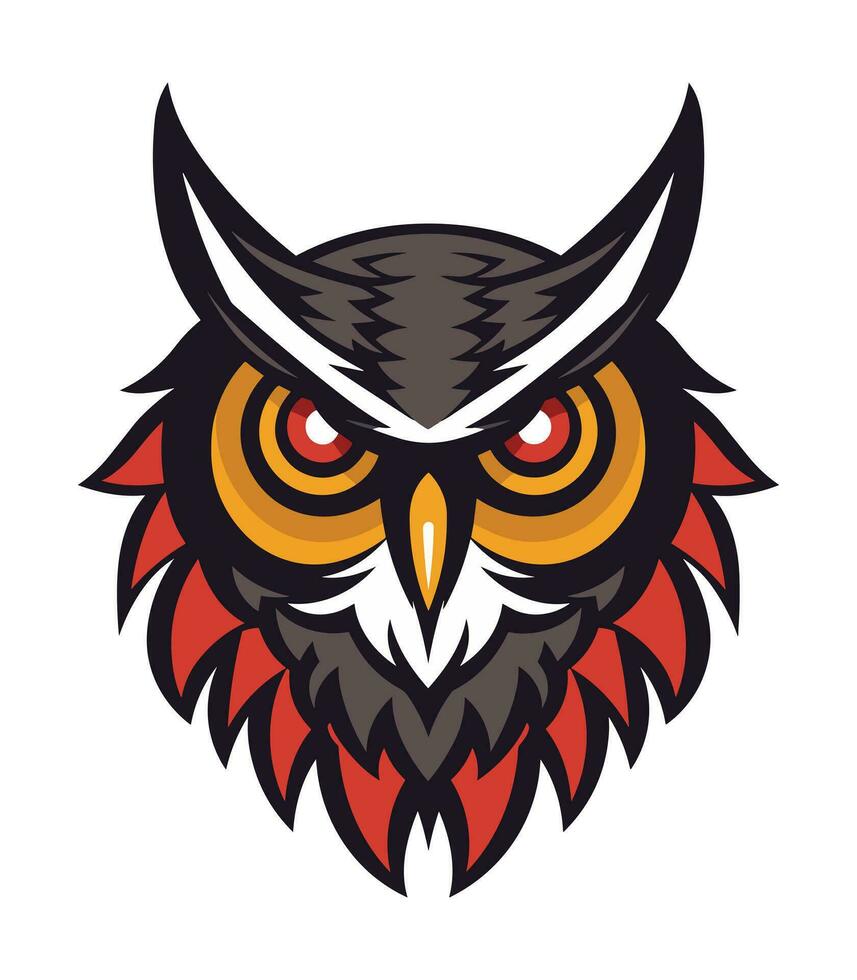 Decorative Owl Kaleidoscopic multicolored vector clip art illustration