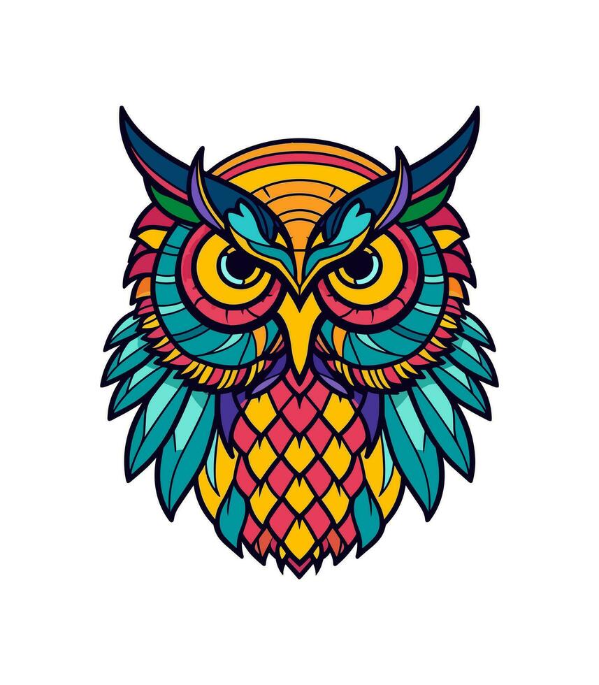 A wise and mysterious owl vector clip art illustration, symbolizing knowledge and intuition, perfect for educational materials and spiritual designs