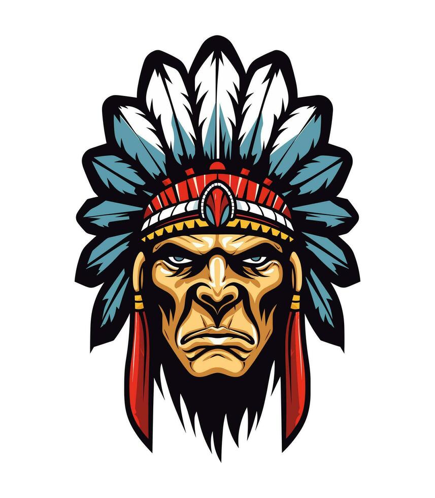Native indian american head vector clip art illustration 25918931