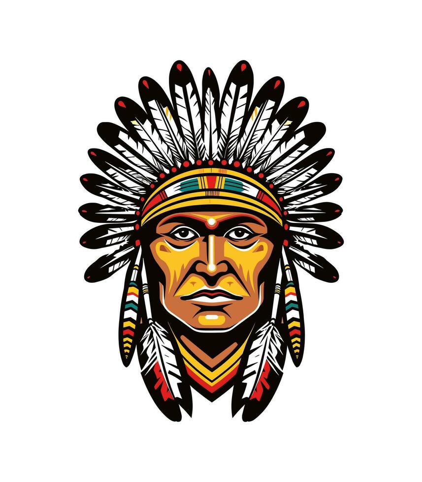 Native indian american head vector clip art illustration