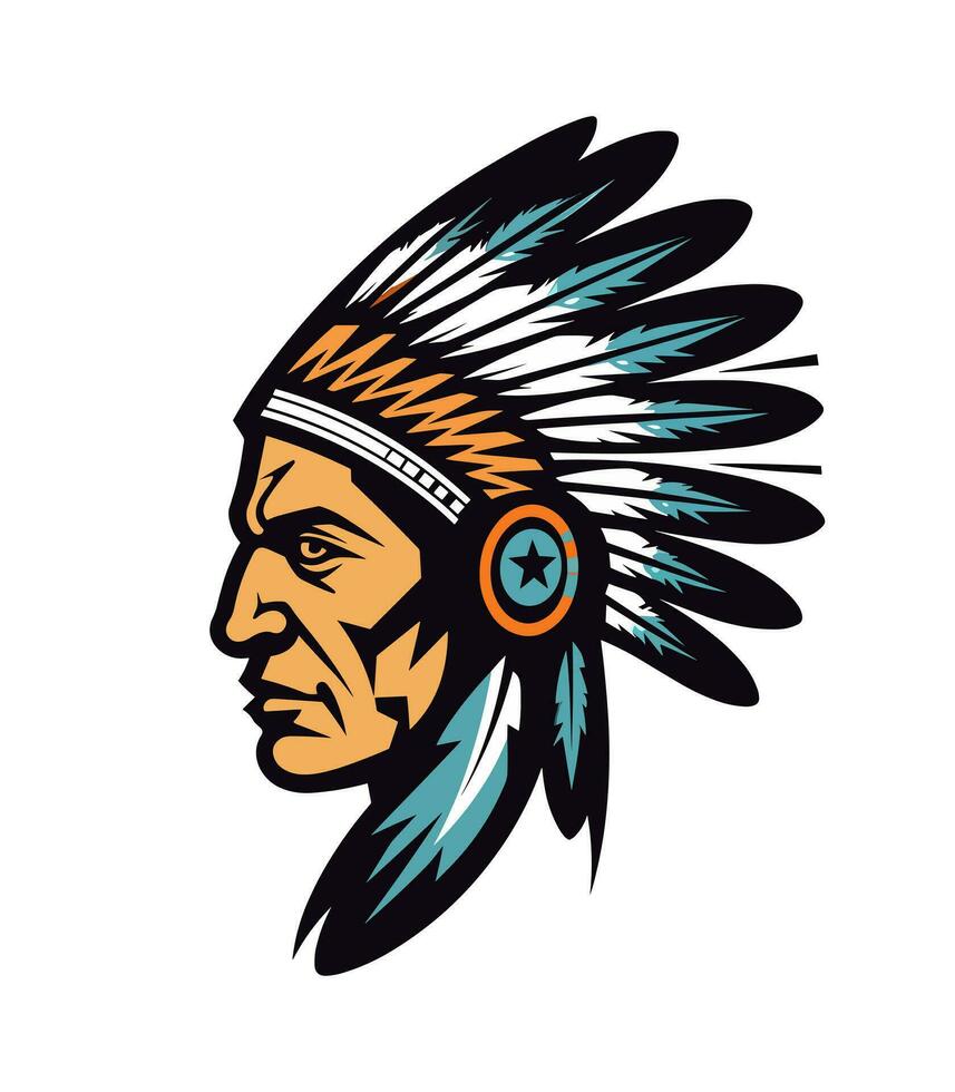 Native indian american head vector clip art illustration