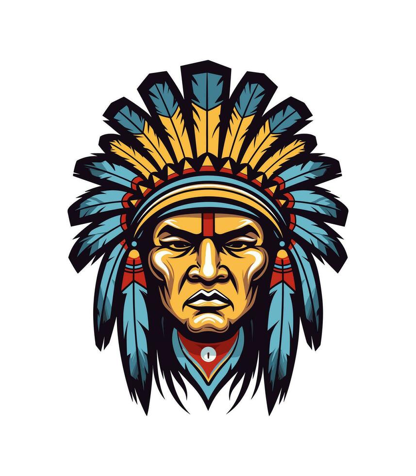 Native indian american head vector clip art illustration