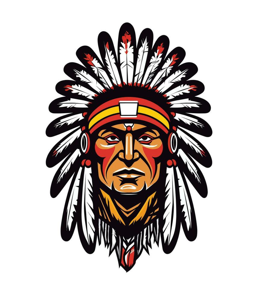 Native indian american head vector clip art illustration