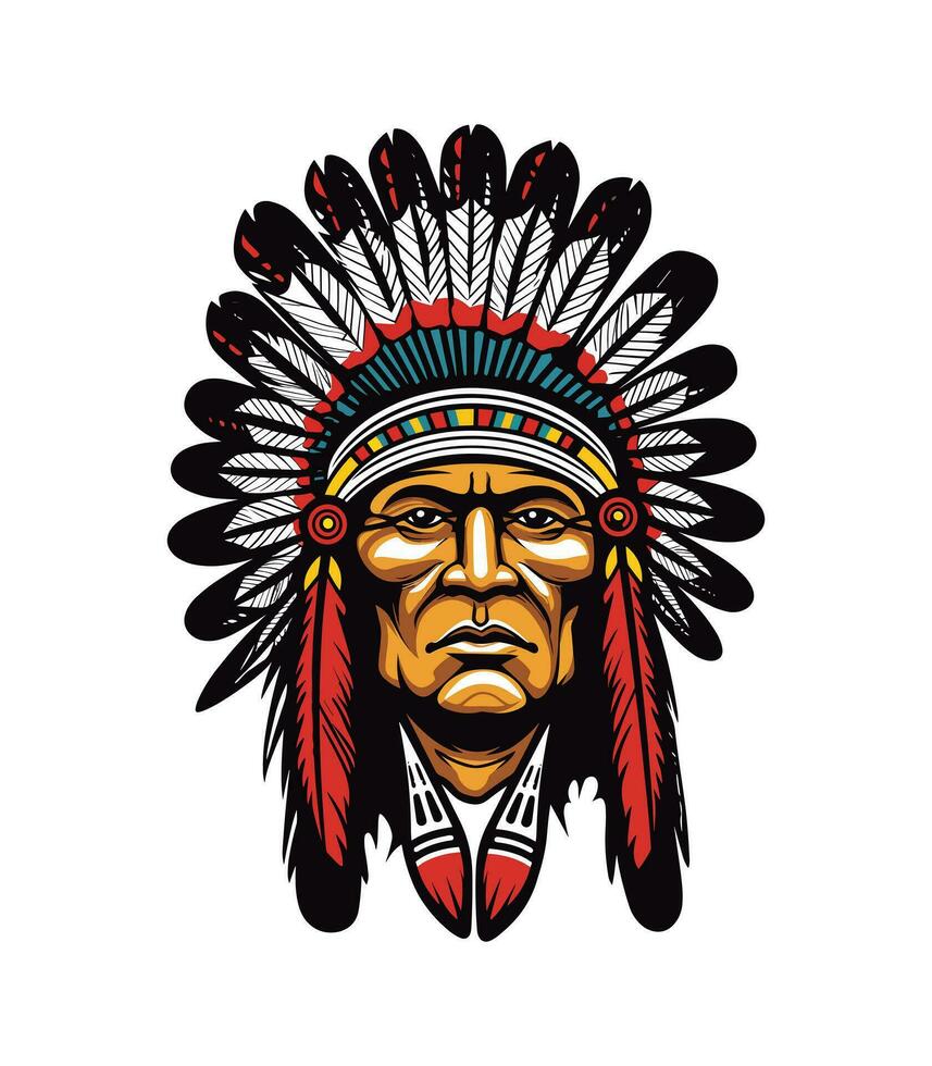 Native indian american head vector clip art illustration
