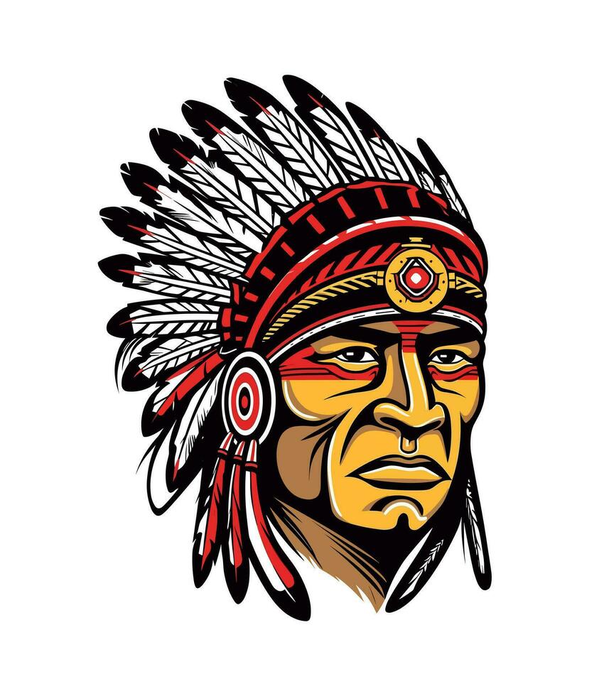 Native indian american head vector clip art illustration 25918951
