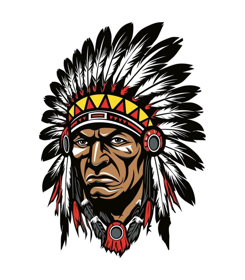 Native indian american head vector clip art illustration