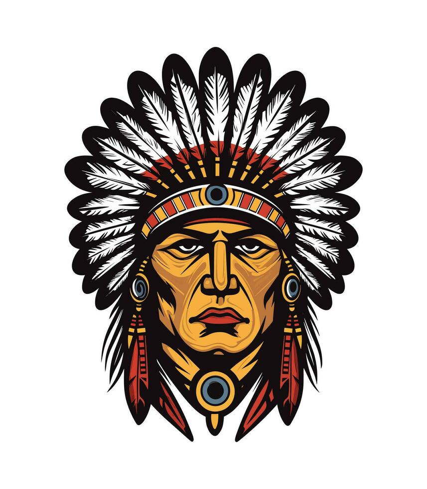 Native indian american head vector clip art illustration