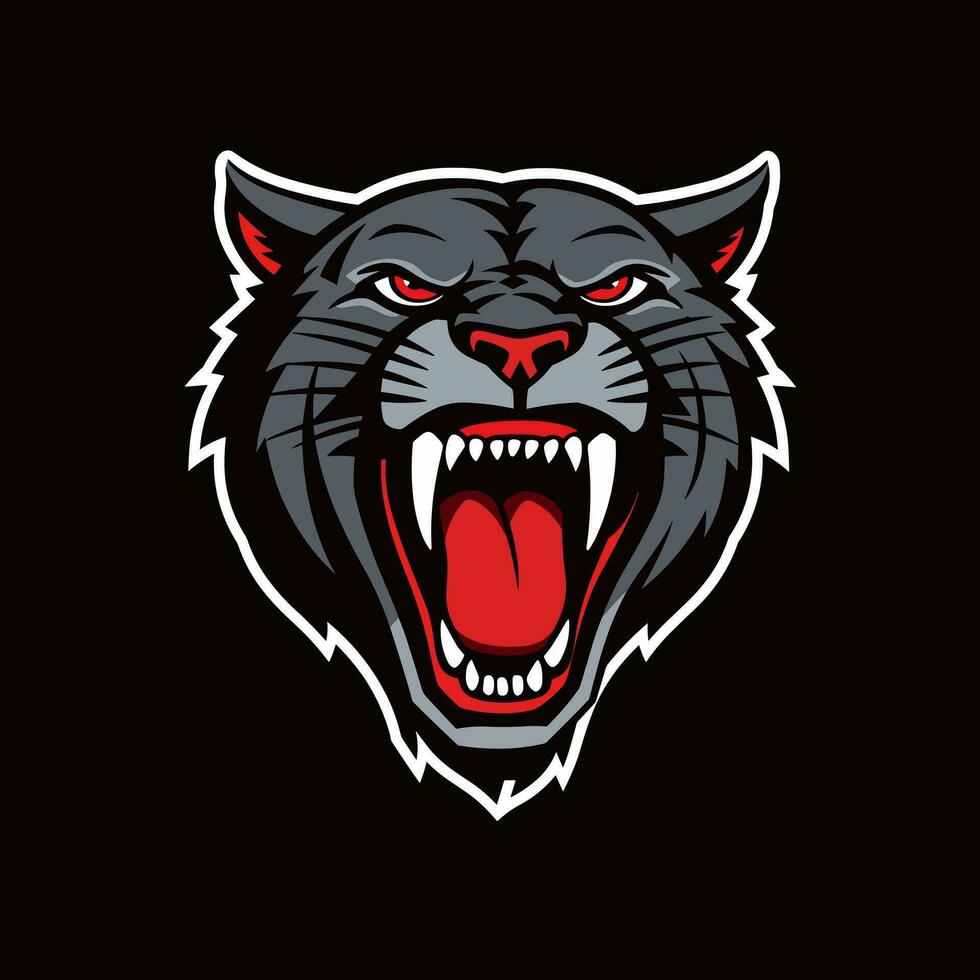 Howling Panther roar head vector clip art illustration