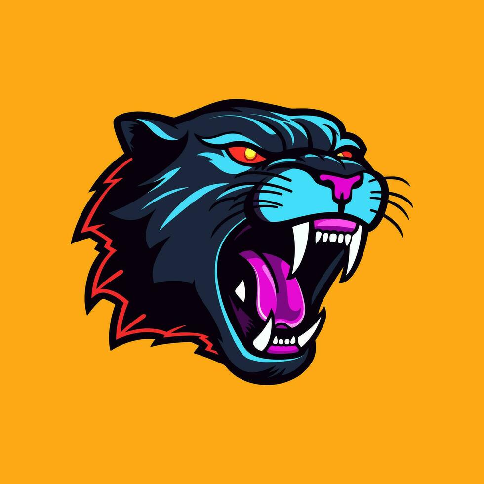 Howling Panther head vector clip art illustration