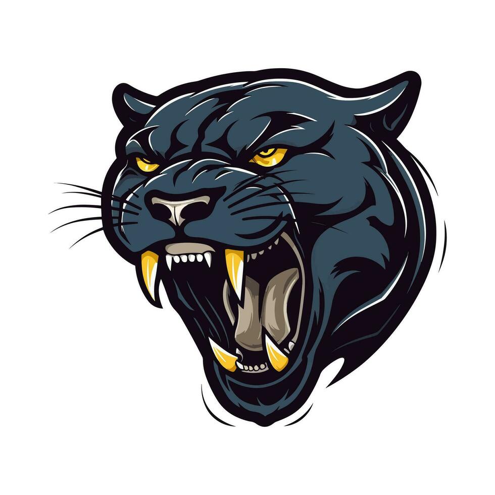 Howling Panther roar head vector clip art illustration