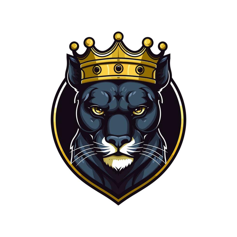 Panther head wearing a crown vector clip art illustration