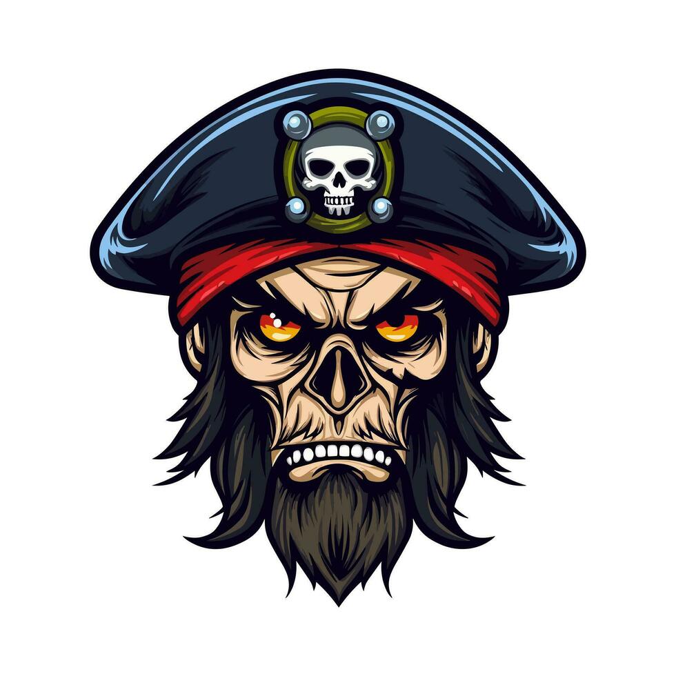 piratas cráneo zombi cabeza vector acortar Arte ilustración