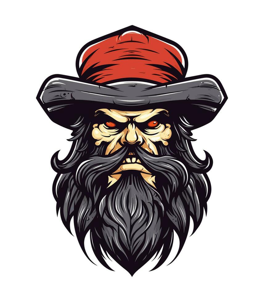 Pirates skull zombie head vector clip art illustration