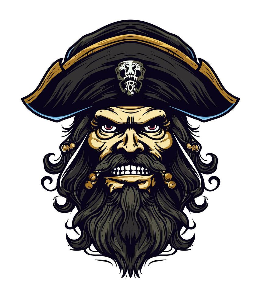 piratas cráneo zombi cabeza vector acortar Arte ilustración