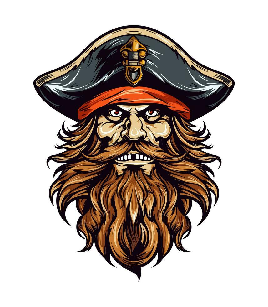 Pirates skull zombie head vector clip art illustration
