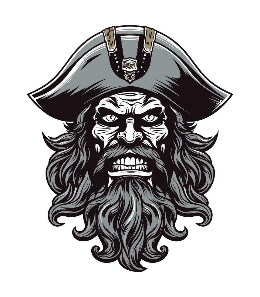 Pirates skull zombie head vector clip art illustration