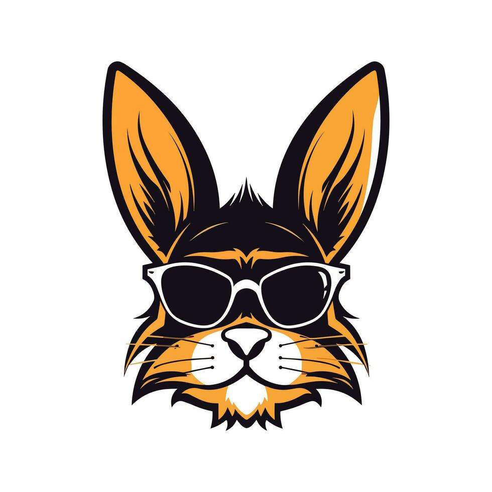 A cool and stylish rabbit wearing sunglasses vector clip art illustration, exuding a sense of confidence and trendiness, perfect for fashion forward designs and hip branding