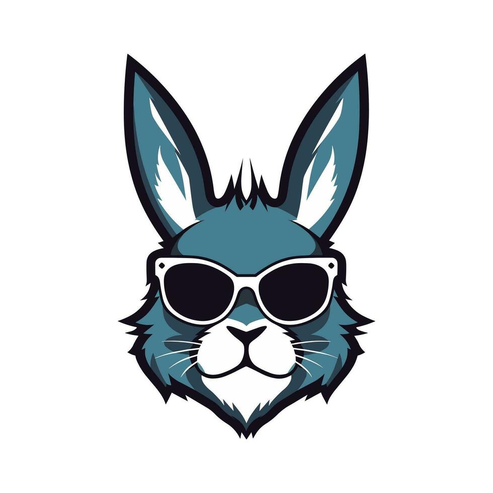 A cool and stylish rabbit wearing sunglasses vector clip art illustration, exuding a sense of confidence and trendiness, perfect for fashion forward designs and hip branding