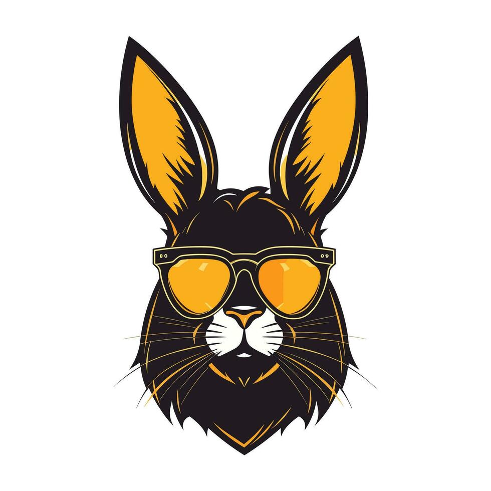 A cool and stylish rabbit wearing sunglasses vector clip art illustration, exuding a sense of confidence and trendiness, perfect for fashion forward designs and hip branding