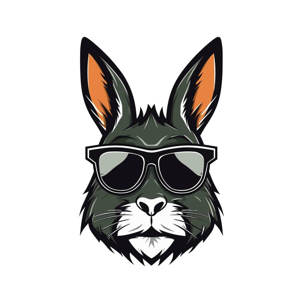 A cool and stylish rabbit wearing sunglasses vector clip art illustration, exuding a sense of confidence and trendiness, perfect for fashion forward designs and hip branding