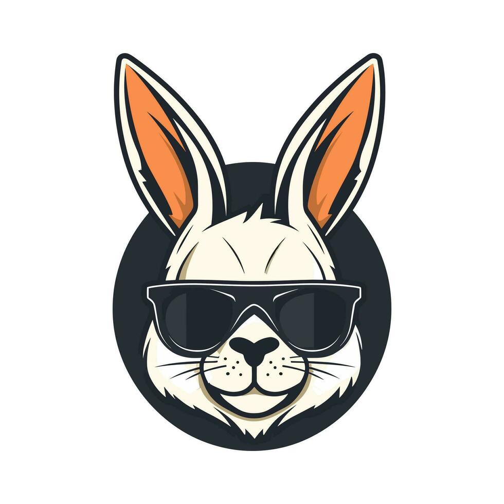 A cool and stylish rabbit wearing sunglasses vector clip art illustration, exuding a sense of confidence and trendiness, perfect for fashion forward designs and hip branding