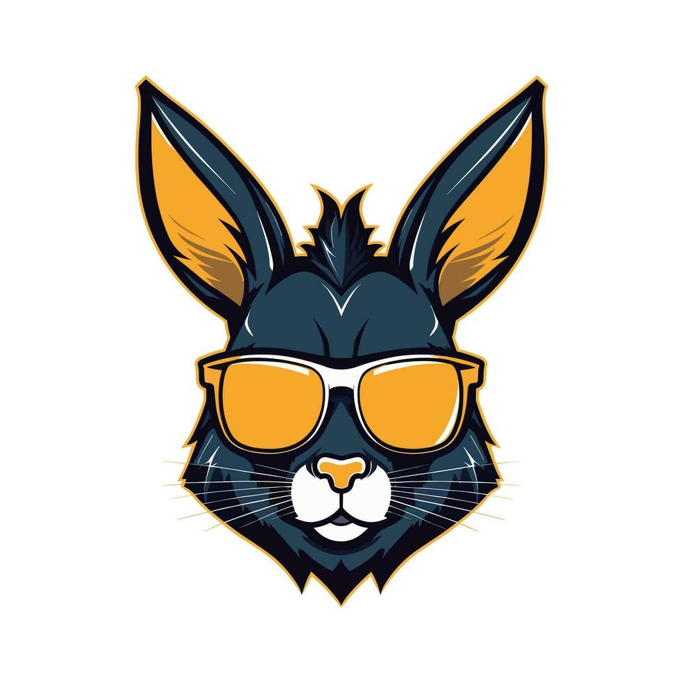 A cool and stylish rabbit wearing sunglasses vector clip art illustration, exuding a sense of confidence and trendiness, perfect for fashion forward designs and hip branding