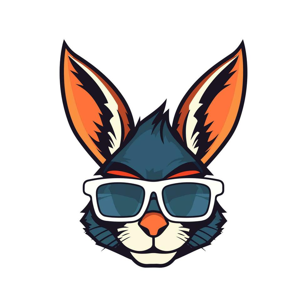 A cool and stylish rabbit wearing sunglasses vector clip art illustration, exuding a sense of confidence and trendiness, perfect for fashion forward designs and hip branding