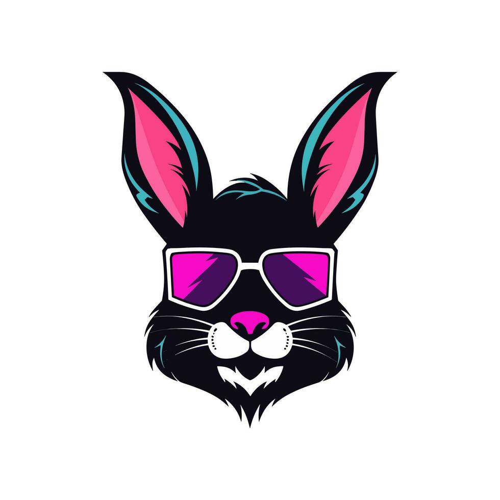 A cool and stylish rabbit wearing sunglasses vector clip art illustration, exuding a sense of confidence and trendiness, perfect for fashion forward designs and hip branding