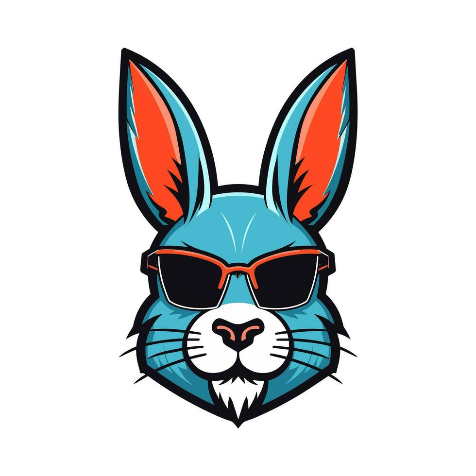 A cool and stylish rabbit wearing sunglasses vector clip art illustration, exuding a sense of confidence and trendiness, perfect for fashion forward designs and hip branding