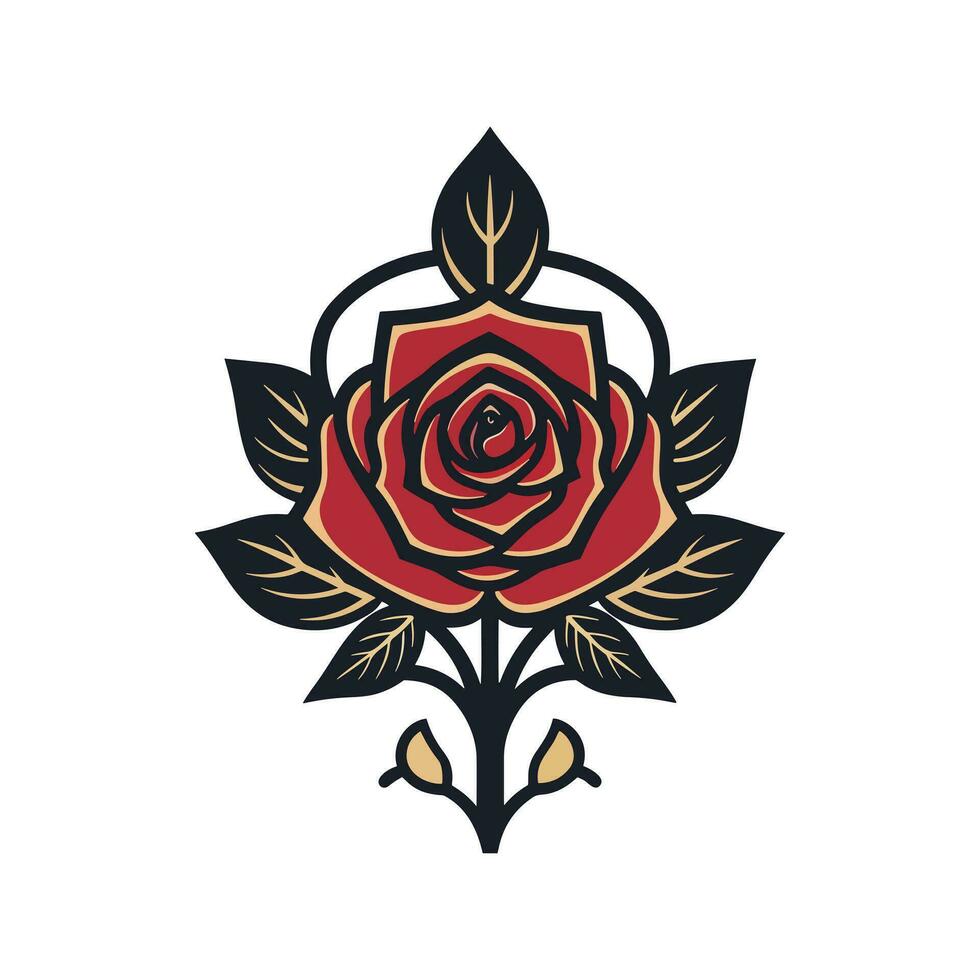 romantic roses flower vector logo clip art illustration