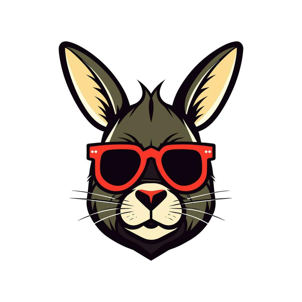 A cool and stylish rabbit wearing sunglasses vector clip art illustration, exuding a sense of confidence and trendiness, perfect for fashion forward designs and hip branding