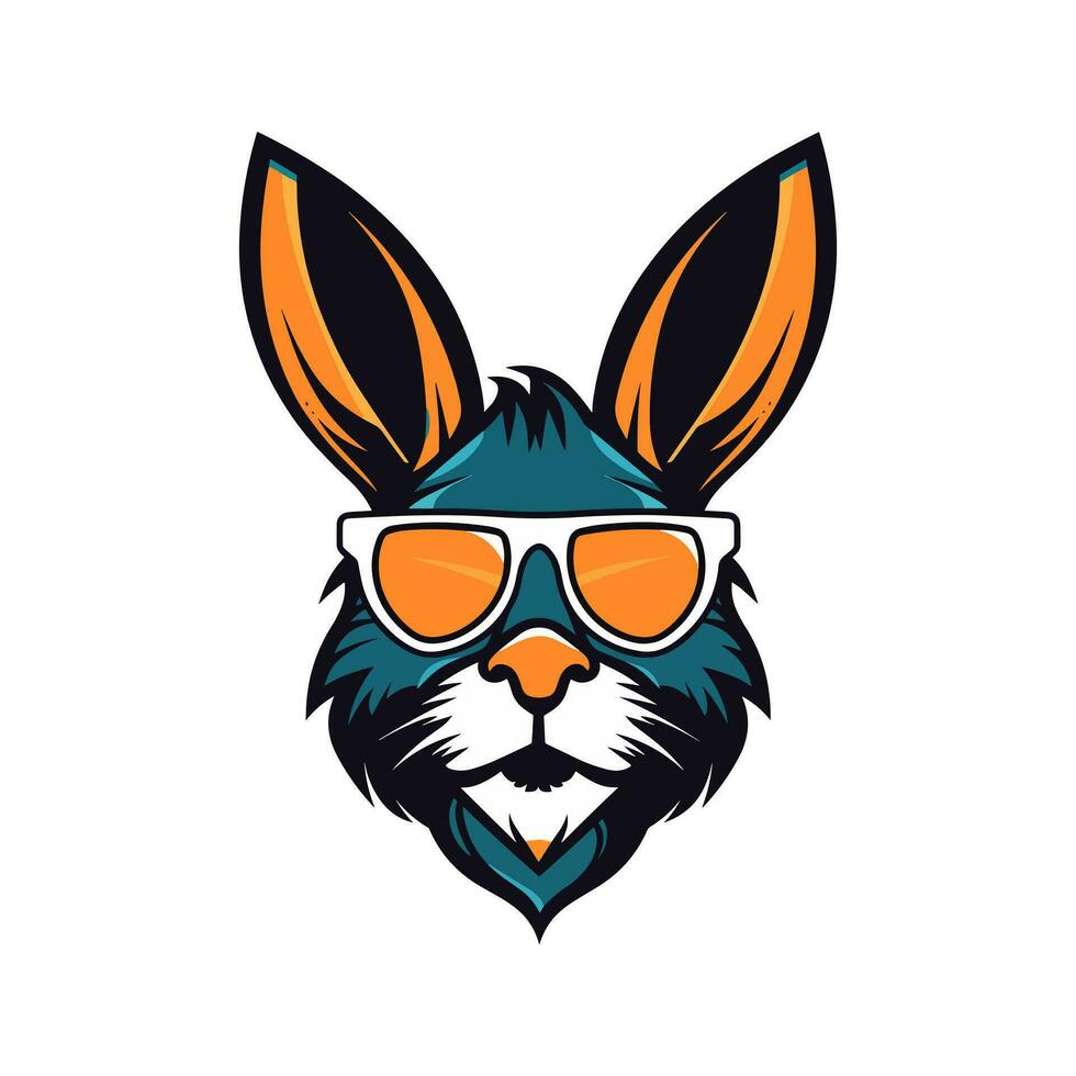 A cool and stylish rabbit wearing sunglasses vector clip art illustration, exuding a sense of confidence and trendiness, perfect for fashion forward designs and hip branding