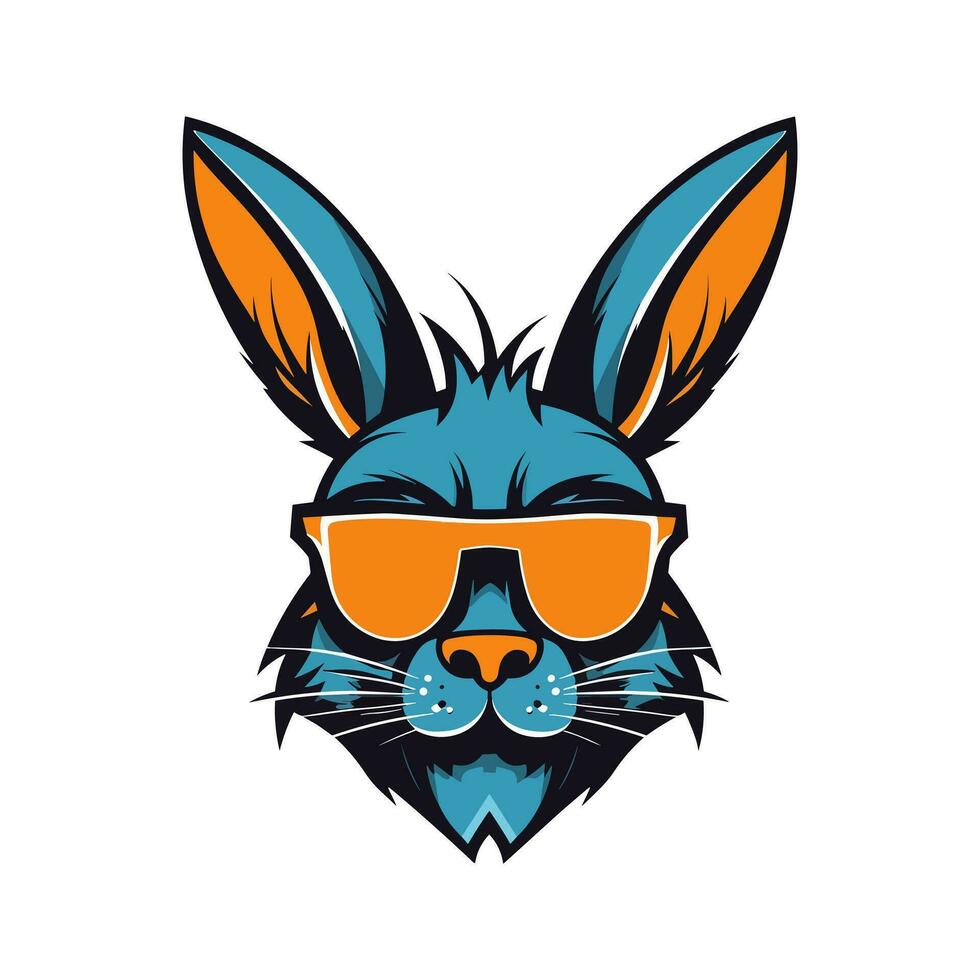 A cool and stylish rabbit wearing sunglasses vector clip art illustration, exuding a sense of confidence and trendiness, perfect for fashion forward designs and hip branding