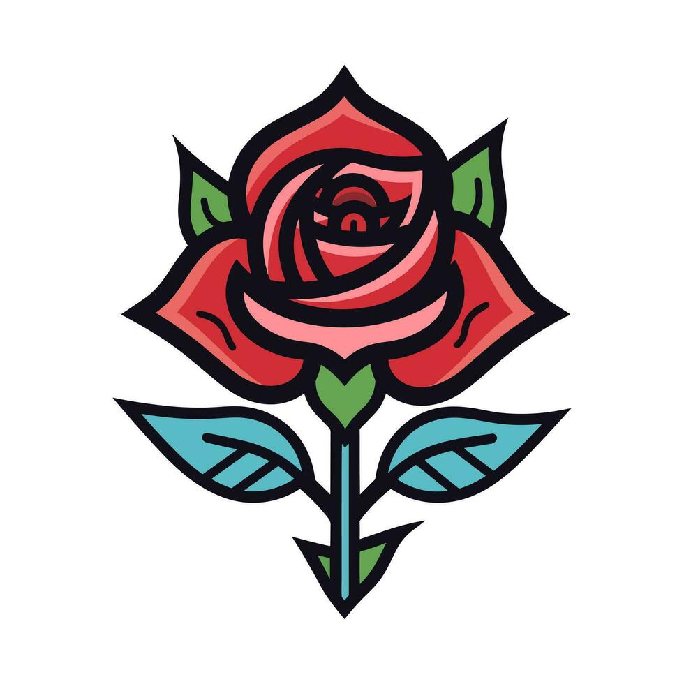 romantic roses flower vector logo clip art illustration