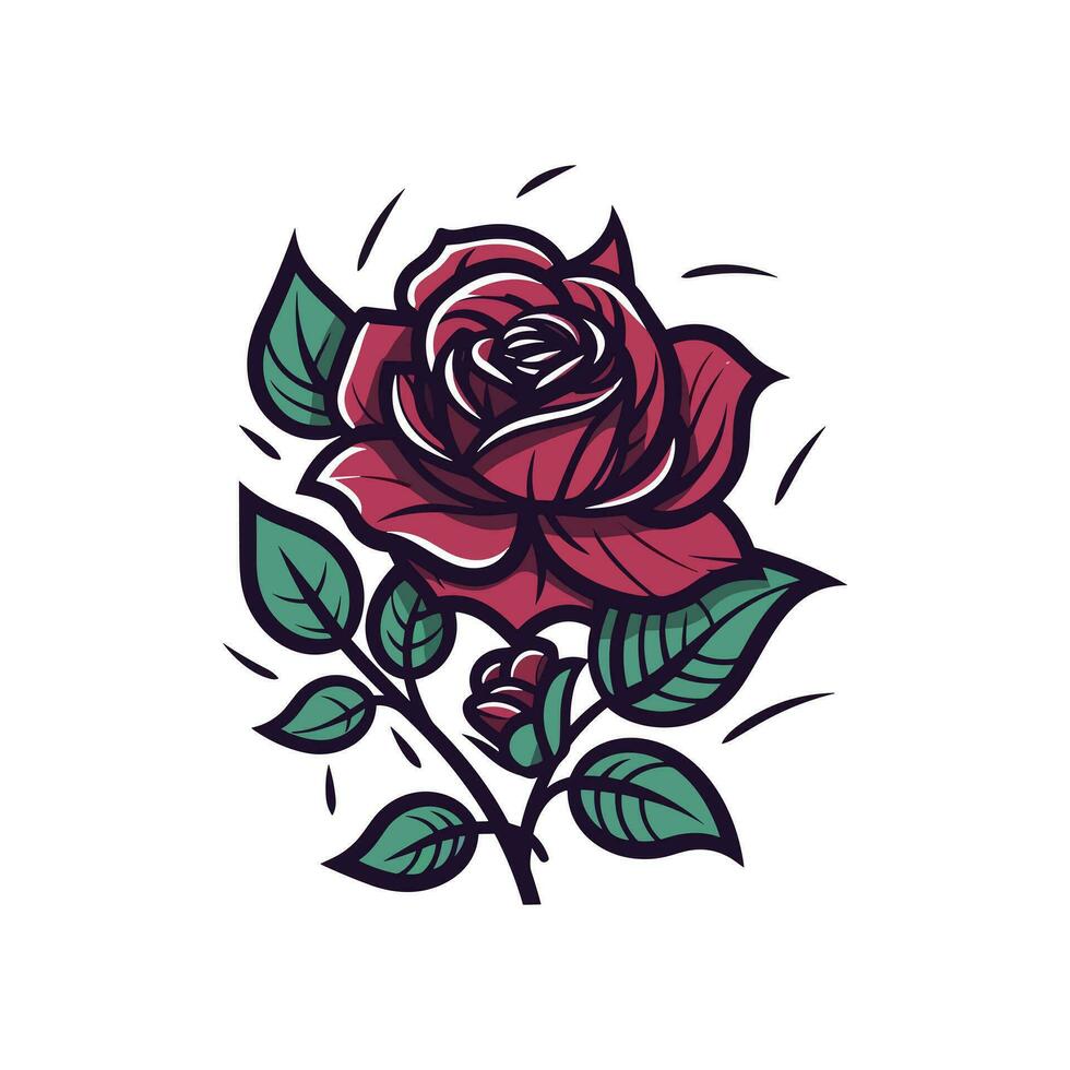 romántico rosas flor vector logo acortar Arte ilustración