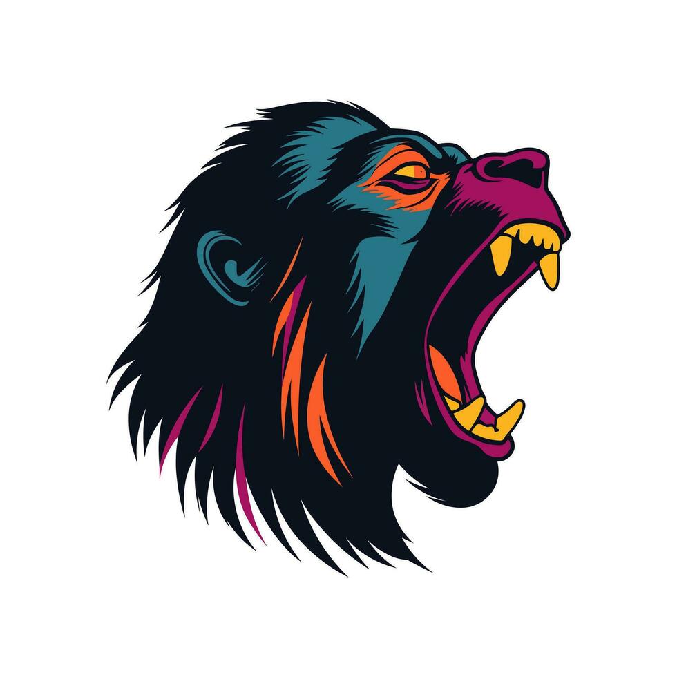 howling gorilla logo vector clip art illustration