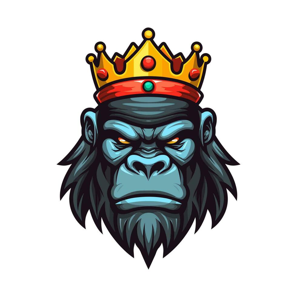 gorilla wering a crown vector clip art illustration