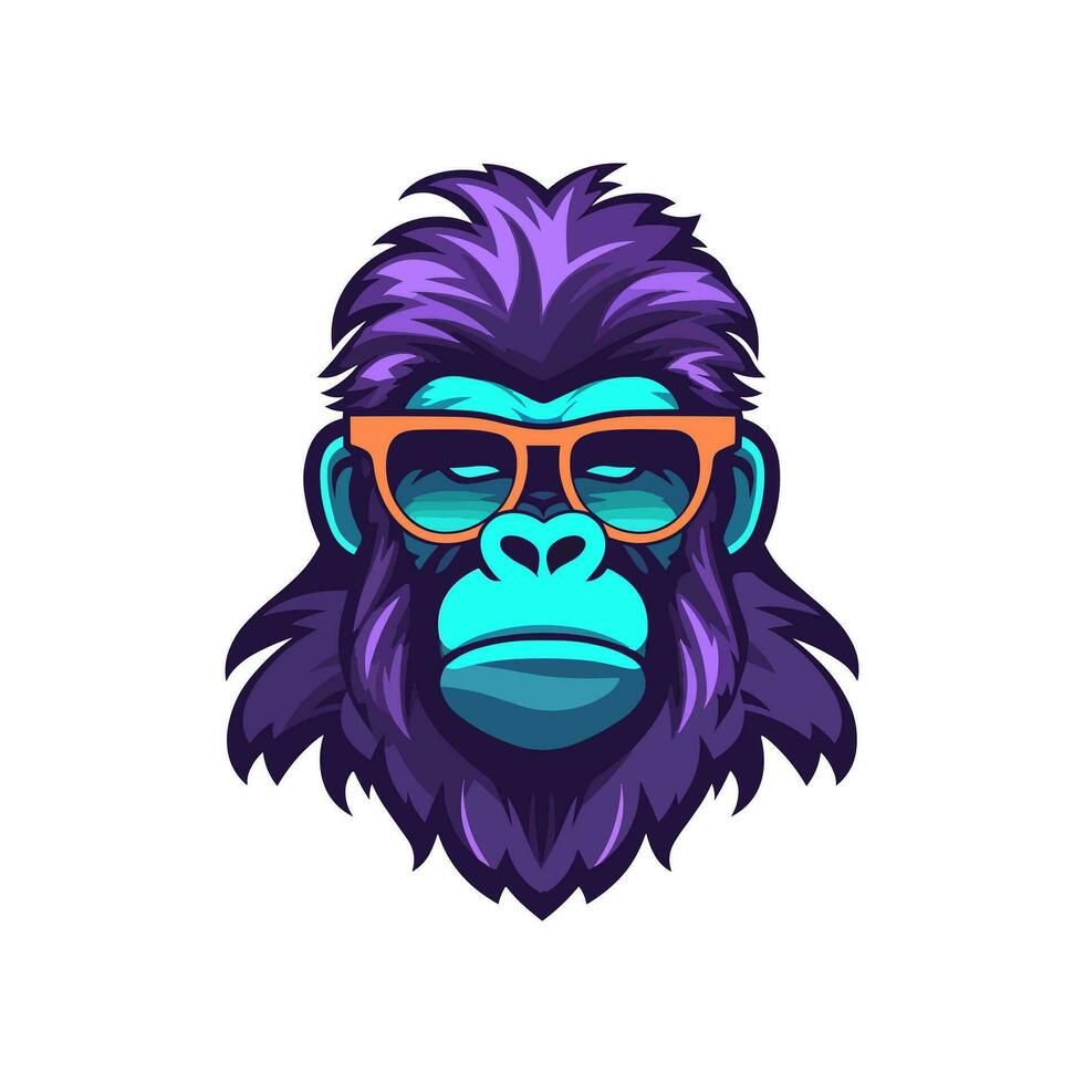 gorilla wearing sunglasses vector clip art illustration