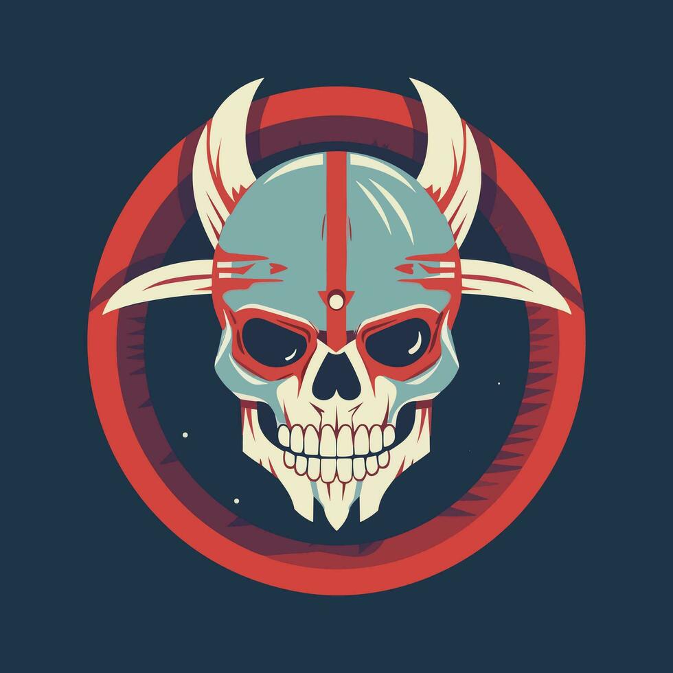 Skull warrior flat design vector clip art illustration