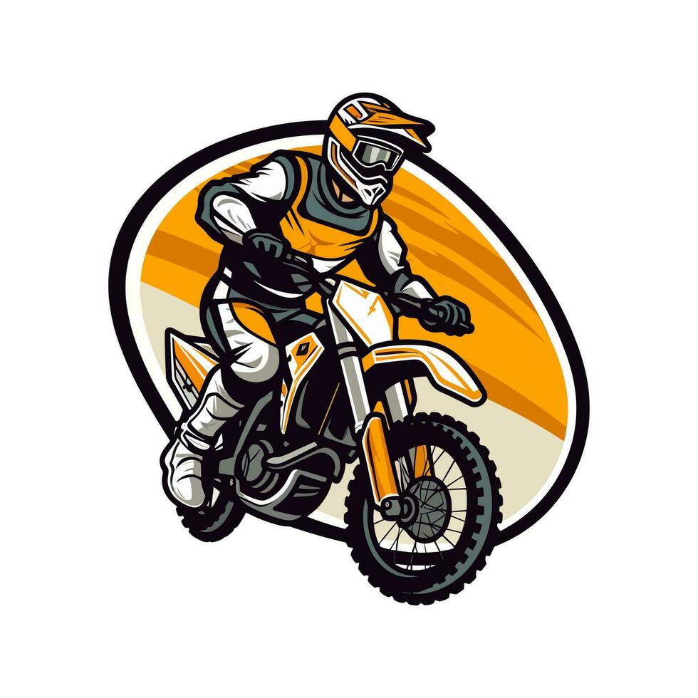 An exhilarating motocross logo illustration featuring riders in motion, capturing the thrill and excitement of motorsports, perfect for motocross teams and racing enthusiasts vector