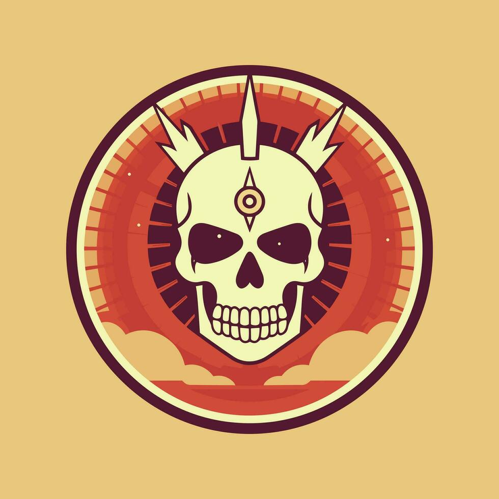 Skull warrior flat design vector clip art illustration